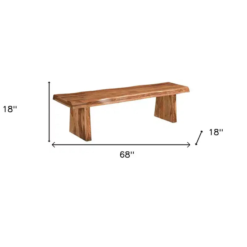 HomeRoots Banc de salle à manger à bord naturel 68 po en bois massif marron