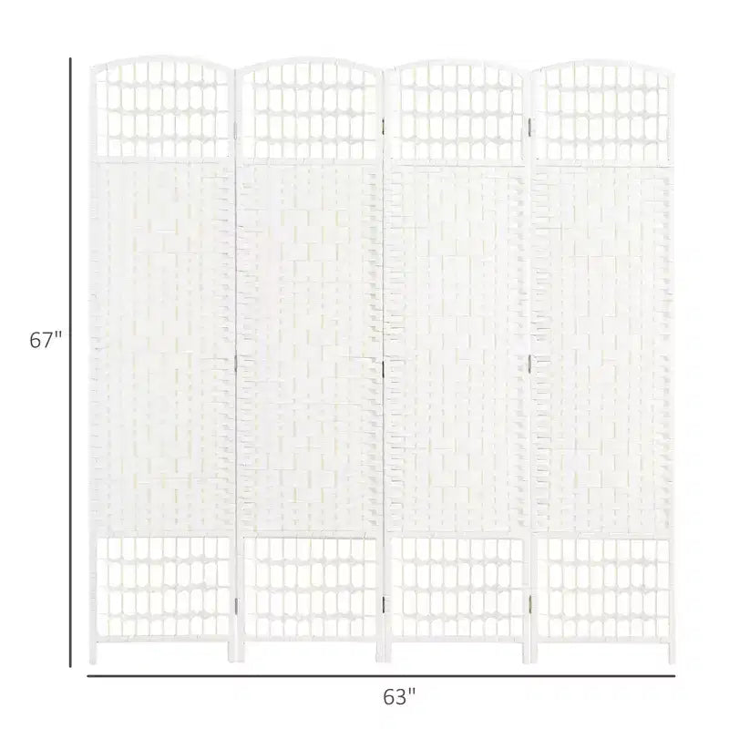 MAYEERTY Paravent 4 Panneaux pliable en fibre ondulée, séparateur de pièce autoportant pour la maison, blanc