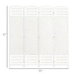 MAYEERTY Paravent 4 Panneaux pliable en fibre ondulée, séparateur de pièce autoportant pour la maison, blanc