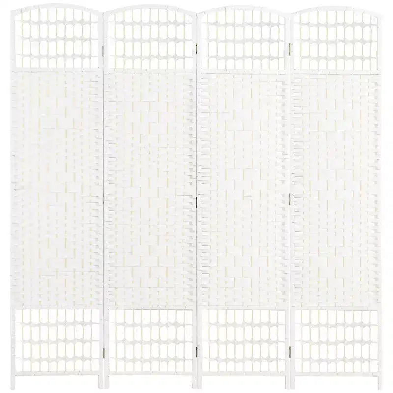 MAYEERTY Paravent 4 Panneaux pliable en fibre ondulée, séparateur de pièce autoportant pour la maison, blanc