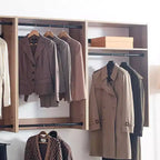 HomeStock Série Devi 31,5-94,5 po L Système de Rangement Modulaire Mural Tringles Doubles 1 Étagère Système de Rangement en Bois