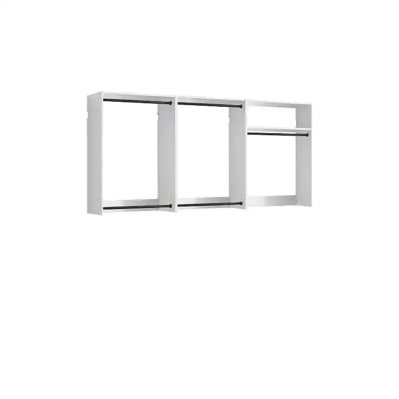 HomeStock Série Devi 31,5-94,5 po L Système de Rangement Modulaire Mural Tringles Doubles 1 Étagère Système de Rangement en Bois