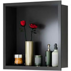 Niche de douche en acier inoxydable au design rectangulaire encastré, installation sans carrelage requise, rangement mural pour salle de bain