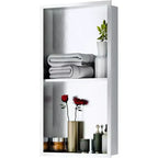 Niche de douche en acier inoxydable au design rectangulaire encastré, installation sans carrelage requise, rangement mural pour salle de bain
