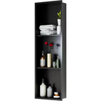 Niche de douche en acier inoxydable au design rectangulaire encastré, installation sans carrelage requise, rangement mural pour salle de bain