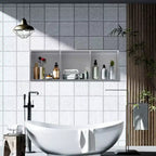 Niche de douche en acier inoxydable au design rectangulaire encastré, installation sans carrelage requise, rangement mural pour salle de bain