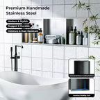 Niche de douche en acier inoxydable au design rectangulaire encastré, installation sans carrelage requise, rangement mural pour salle de bain