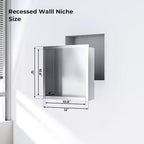 Niche de douche en acier inoxydable au design rectangulaire encastré, installation sans carrelage requise, rangement mural pour salle de bain