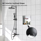 Niche de douche en acier inoxydable au design rectangulaire encastré, installation sans carrelage requise, rangement mural pour salle de bain