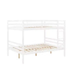 Lit superposé double sur double avec échelle, cadre en bois avec barrières de sécurité hautes pour enfants, aucun sommier tapissier requis, robuste et peu encombrant, blanc