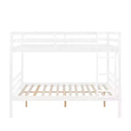 Lit superposé double sur double avec échelle, cadre en bois avec barrières de sécurité hautes pour enfants, aucun sommier tapissier requis, robuste et peu encombrant, blanc