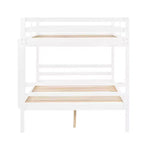 Lit superposé double sur double avec échelle, cadre en bois avec barrières de sécurité hautes pour enfants, aucun sommier tapissier requis, robuste et peu encombrant, blanc