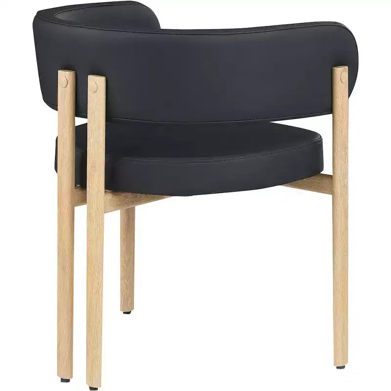 Meridian Furniture, Chaises de salle à manger Gideon en cuir végétalien noir, ensemble de 2