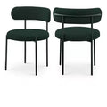 Meridian Furniture,Beacon Green Boucle Fabric Dining Chair, Set of 2