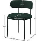 Meridian Furniture, Chaises de salle à manger en tissu bouclé vert Beacon, Lot de 2