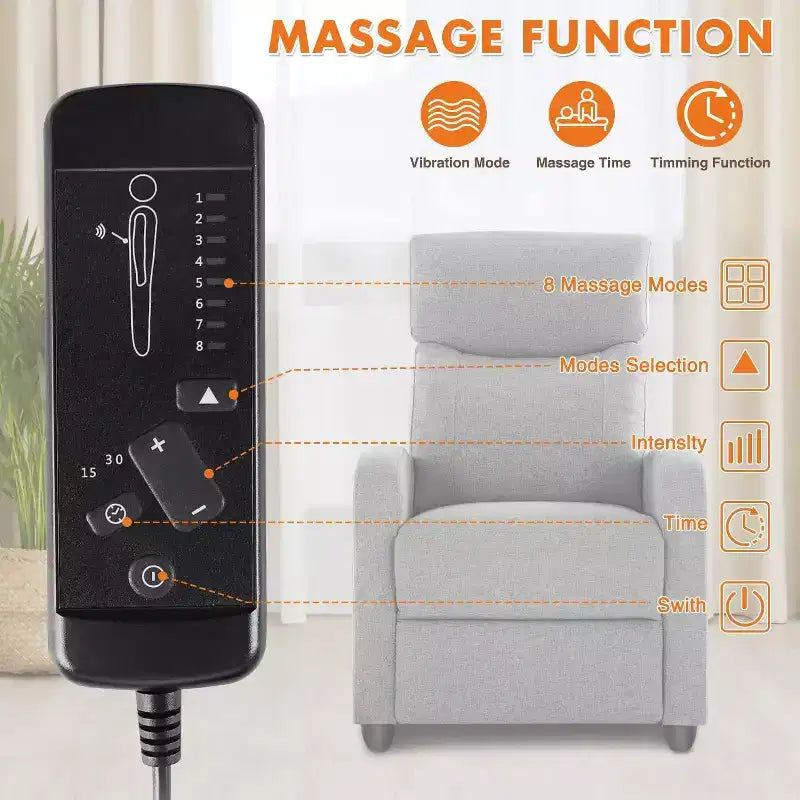 Fauteuil inclinable de massage Bestier pour adultes, siège de cinéma maison réglable avec support lombaire pour salon, canapé inclinable moderne en cuir et tissu