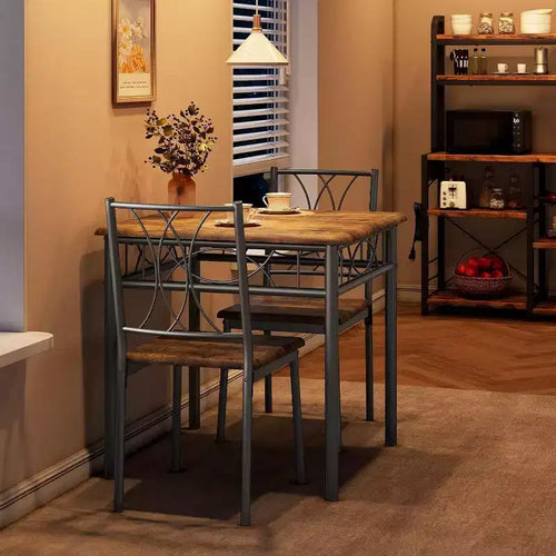 Ensemble de table à manger carrée Acekool pour 2, table de cuisine 3 pièces peu encombrante et chaises rembourrées, petit appartement