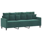 vidaXL 3-seater Sofa Dark Green Velvet (100% polyester), metal, textilene