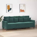 vidaXL Canapé 3 places Velours vert foncé (100 % polyester), métal, textilène