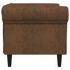 vidaXL Canapé Chesterfield Rembourré Fauteuil Meuble de Salon Tissu - Canapé Marron