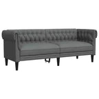 vidaXL Chesterfield Sofa 3-Seater - Dark Gray Fabric Couch/Settee with Sturdy Wood Frame for Living Room/Lounge/Office