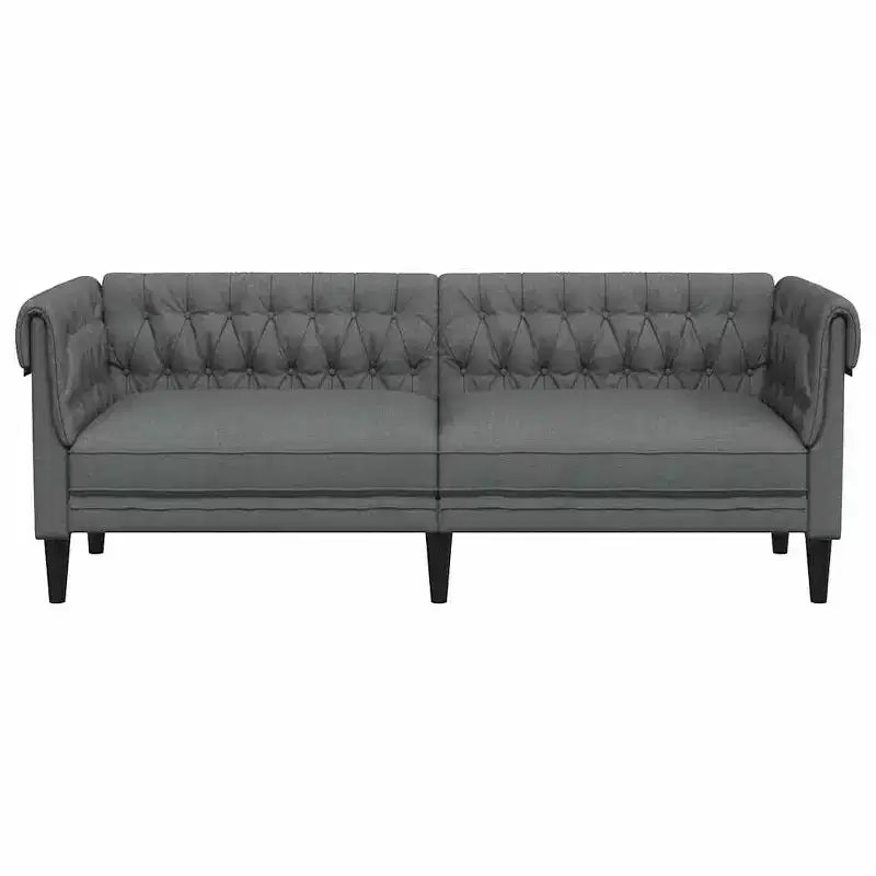 vidaXL Canapé Chesterfield 3 places - Canapé/causeuse en tissu gris foncé avec cadre en bois robuste pour salon/bureau