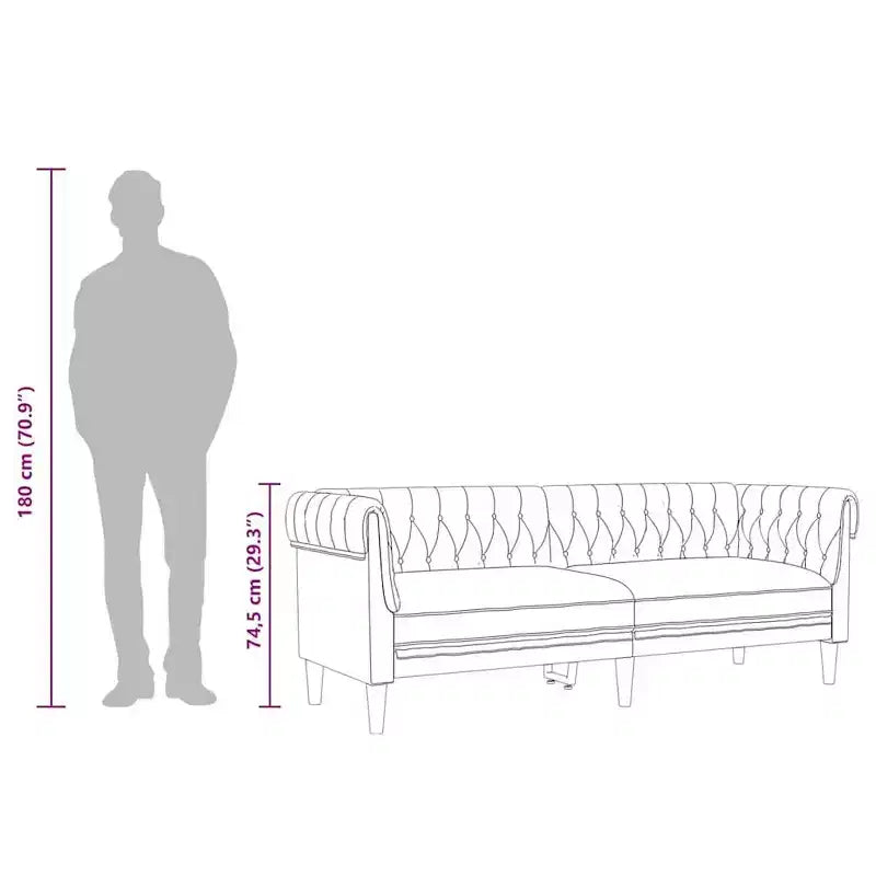 vidaXL Canapé Chesterfield 3 places - Canapé/causeuse en tissu gris foncé avec cadre en bois robuste pour salon/bureau