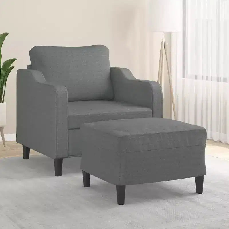 vidaXL Fauteuil avec Repose-pieds Fauteuil une place pour Salon Tissu - Gris foncé