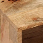 vidaXL Meuble TV en bois de manguier massif - Fabriqué à la main avec pieds en acier et style rétro peint à la main - Comprend 2 étagères et 2 tiroirs - Marron
