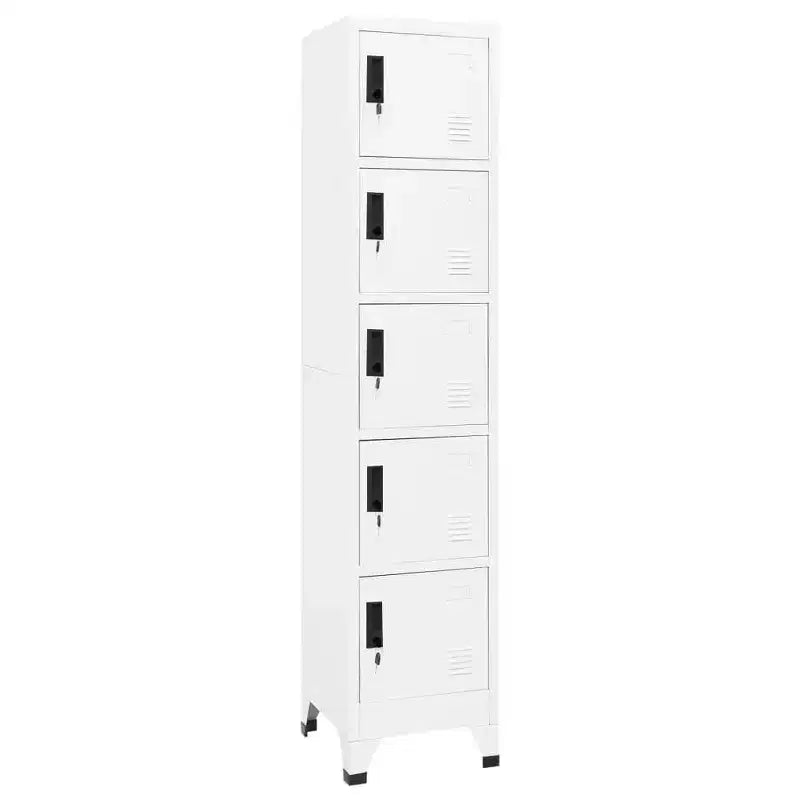 vidaXL Armoire de rangement blanche en acier - Grand espace de rangement, Aérations, Portes verrouillables, Porte-étiquettes, Montage facile