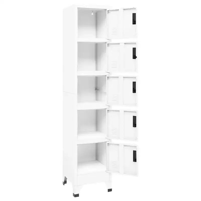 vidaXL Armoire de rangement blanche en acier - Grand espace de rangement, Aérations, Portes verrouillables, Porte-étiquettes, Montage facile