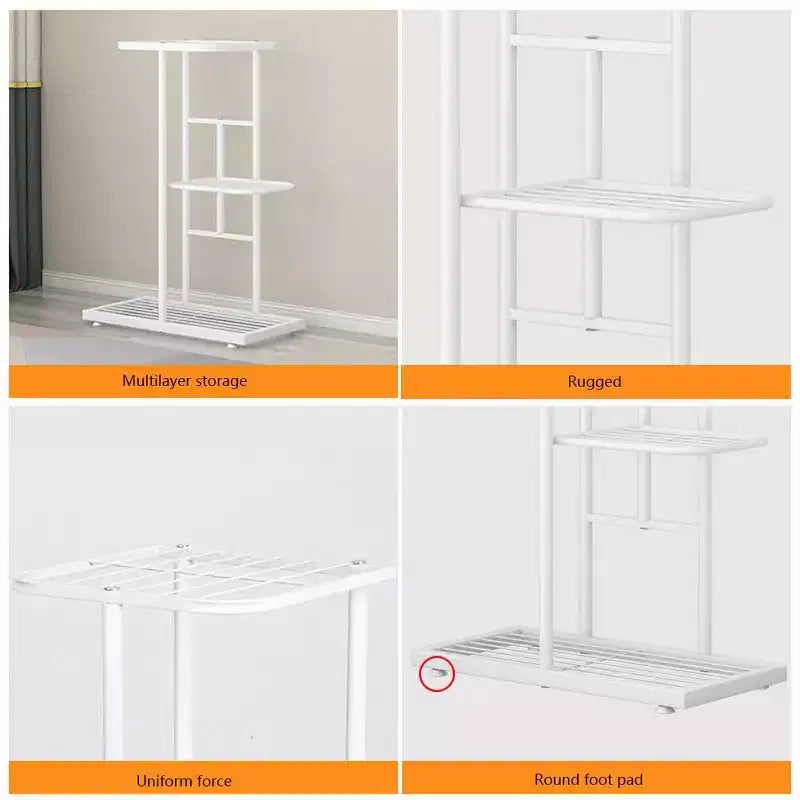TROPOW Support de plantes en métal à 4 niveaux - Étagère à fleurs pour l'intérieur et l'extérieur - Support de plantes d'intérieur et balcon