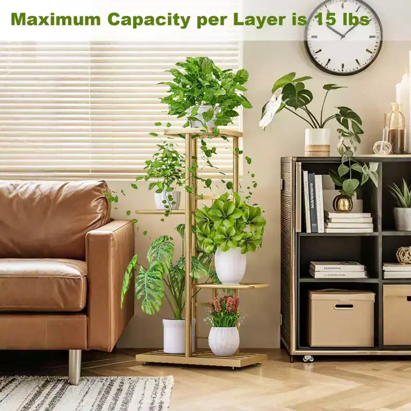 TROPOW Support de plantes en métal à 4 niveaux - Étagère à fleurs pour l'intérieur et l'extérieur - Support de plantes d'intérieur et balcon