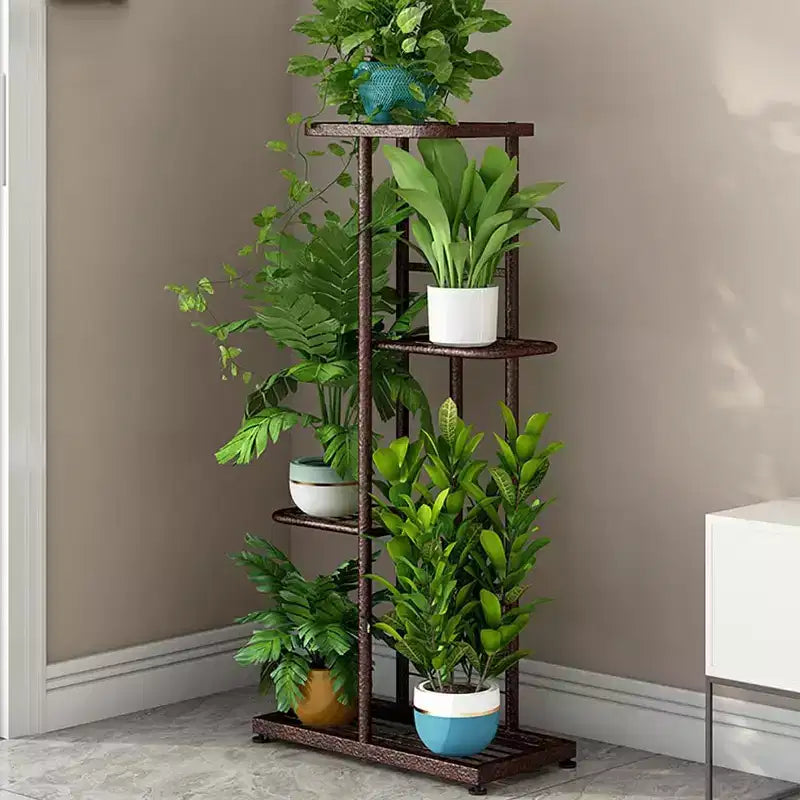 TROPOW Support de plantes en métal à 4 niveaux - Étagère à fleurs pour l'intérieur et l'extérieur - Support de plantes d'intérieur et balcon