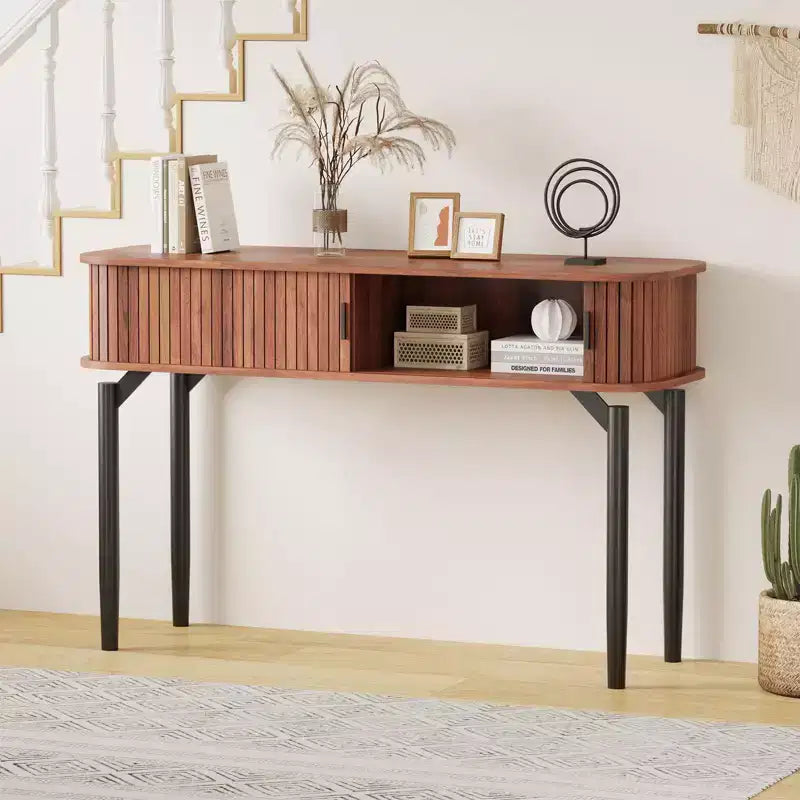 Table console de 119 cm avec 2 tiroirs et rangement ouvert, table d'entrée étroite derrière le canapé, tables d'appoint pour couloir et salon