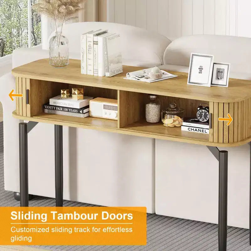 Table console de 119 cm avec 2 tiroirs et rangement ouvert, table d'entrée étroite derrière le canapé, tables d'appoint pour couloir et salon