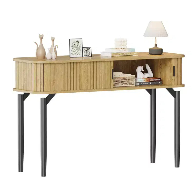 Table console de 119 cm avec 2 tiroirs et rangement ouvert, table d'entrée étroite derrière le canapé, tables d'appoint pour couloir et salon
