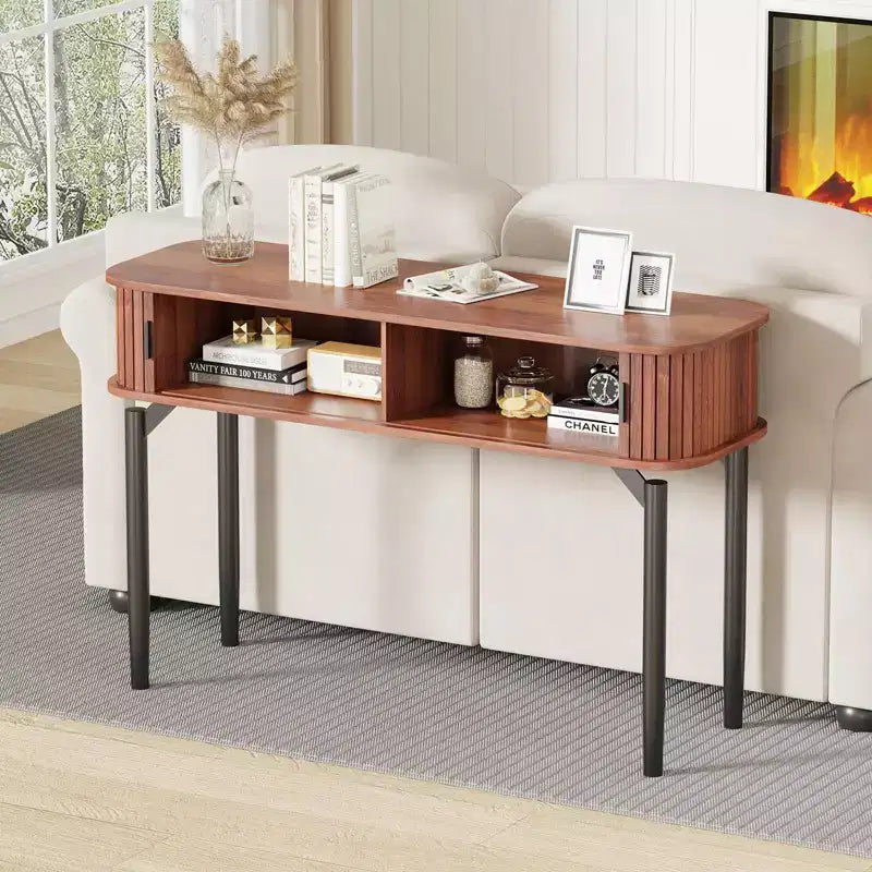 Table console de 119 cm avec 2 tiroirs et rangement ouvert, table d'entrée étroite derrière le canapé, tables d'appoint pour couloir et salon