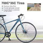 NAYSAYE Vélo VTT hybride 7 vitesses Cadre en aluminium Freins à double disque pour adultes et enfants, 64,57*25,19*37,79