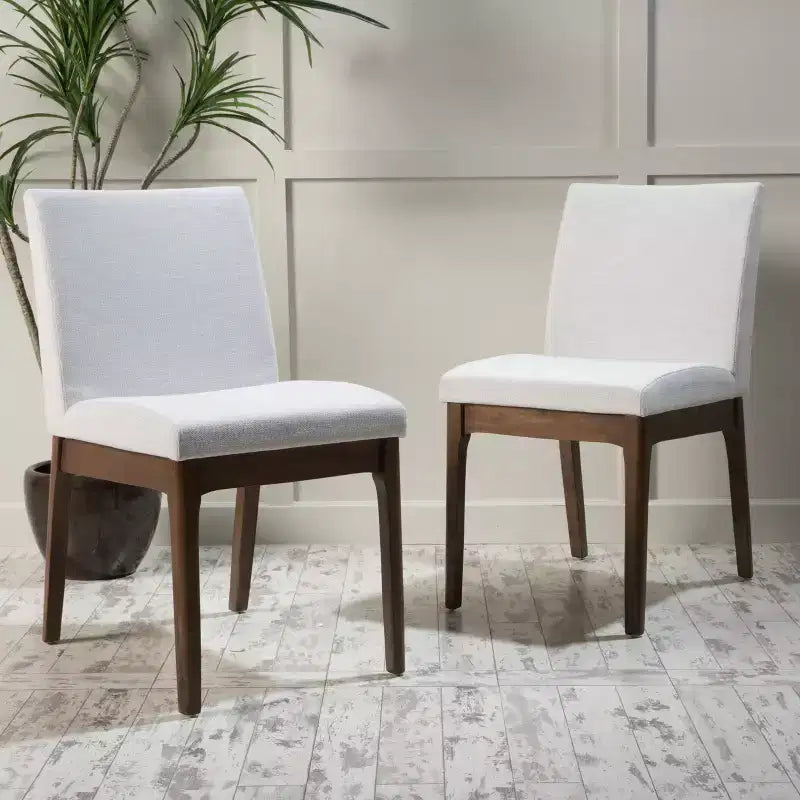 GDFStudio Hampton Chaises de salle à manger sans accoudoirs en tissu de style Mid-Century (Lot de 2)