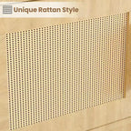 Étagère bohème à 5 niveaux Acekool avec portes en rotin, bibliothèque haute en bois avec rangement, porte-livres pour salon, chambre, bureau, cuisine