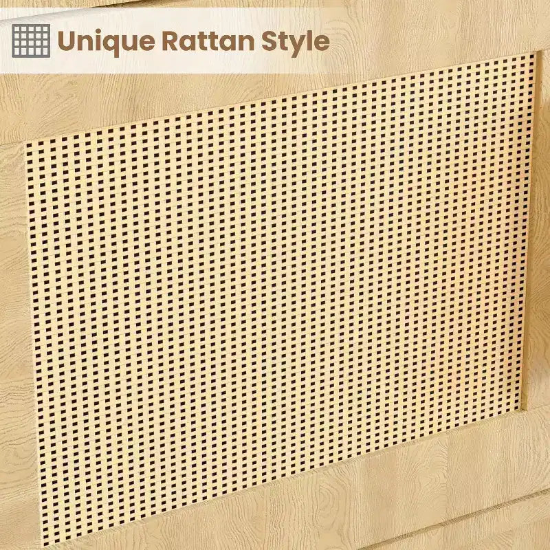 Étagère bohème à 5 niveaux Acekool avec portes en rotin, bibliothèque haute en bois avec rangement, porte-livres pour salon, chambre, bureau, cuisine