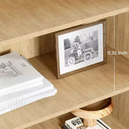 Étagère bohème à 5 niveaux Acekool avec portes en rotin, bibliothèque haute en bois avec rangement, porte-livres pour salon, chambre, bureau, cuisine