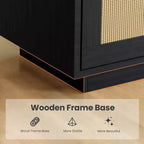 Étagère bohème à 5 niveaux Acekool avec portes en rotin, bibliothèque haute en bois avec rangement, porte-livres pour salon, chambre, bureau, cuisine