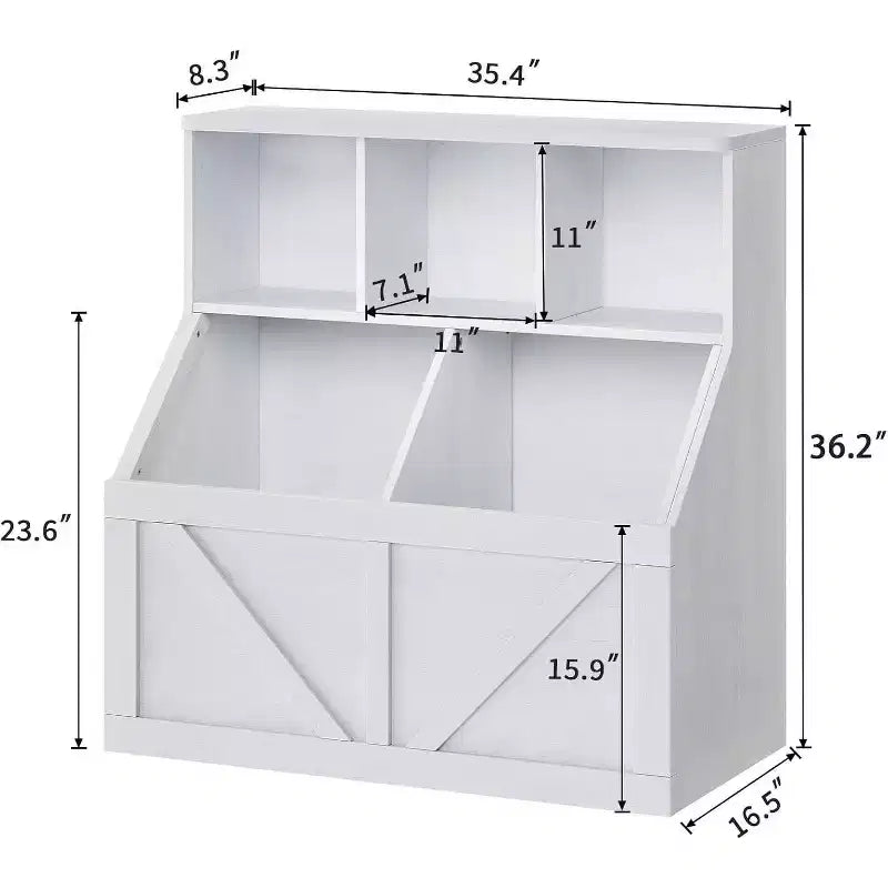 Étagère à livres et meuble de rangement pour jouets Acekool pour enfants, armoire de rangement avec 3 étagères, 2 boîtes de rangement, pour salle de jeux, chambre d'enfant, crèche, blanc vintage