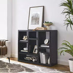 Étagère 7 cubes Acekool, meuble de rangement moderne en bois, bibliothèque ouverte 3 étagères pour chambre d'enfant, entrée, salon, Naturel