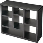 Étagère 7 cubes Acekool, meuble de rangement moderne en bois, bibliothèque ouverte 3 étagères pour chambre d'enfant, entrée, salon, Naturel
