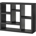 Acekool 7-Cube Bookcase, Modern Wood Storage Organizer, 3-Shelf Open Cube Display Cabinet for Kids Room, Entryway, Living Room, Natural