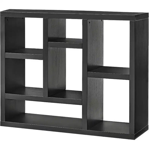Acekool 7-Cube Bookcase, Modern Wood Storage Organizer, 3-Shelf Open Cube Display Cabinet for Kids Room, Entryway, Living Room, Natural