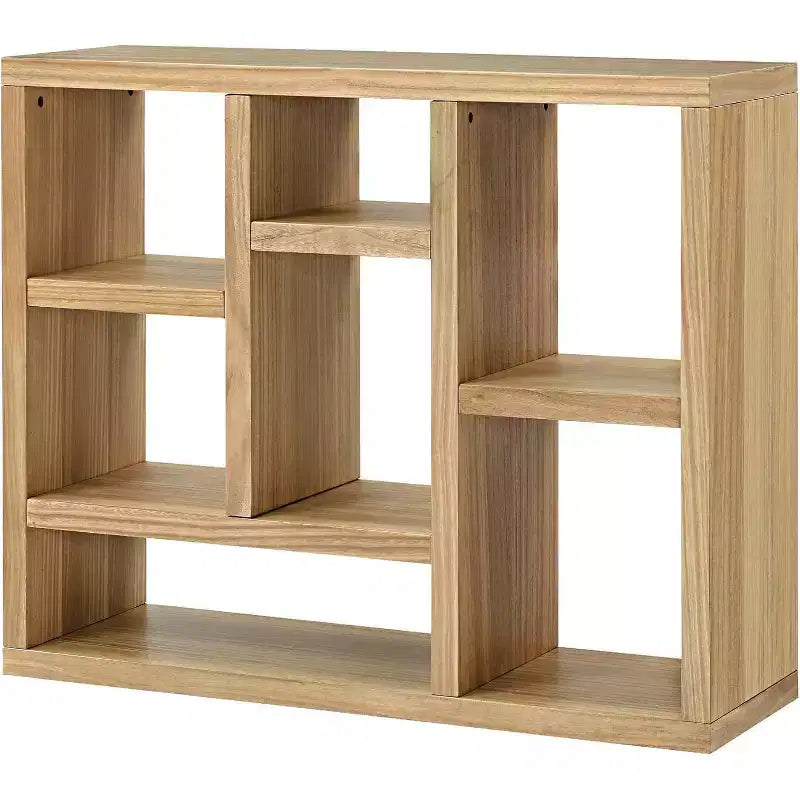 Étagère 7 cubes Acekool, meuble de rangement moderne en bois, bibliothèque ouverte 3 étagères pour chambre d'enfant, entrée, salon, Naturel